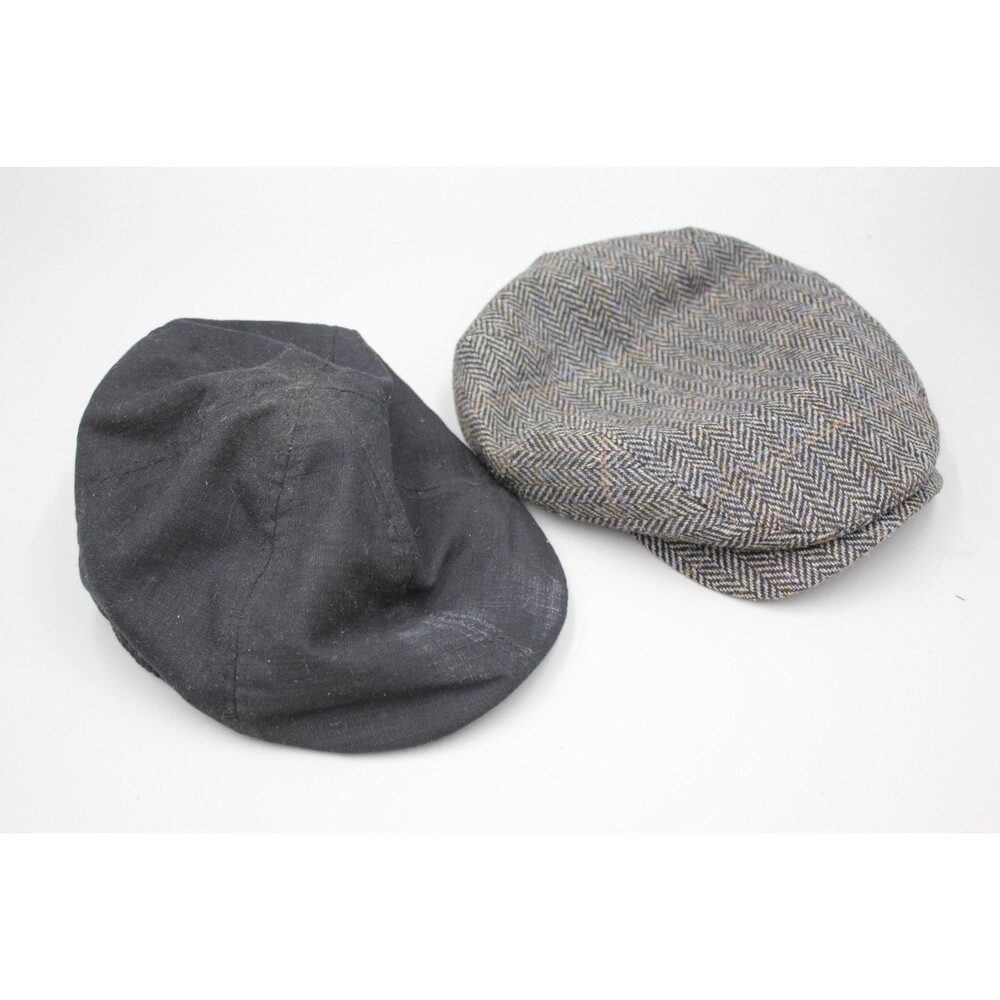 Wigens Johnston Murphy Newsboy Cabbie Flat Hat 100% Wool 90401 Sz 60 + Black Cap